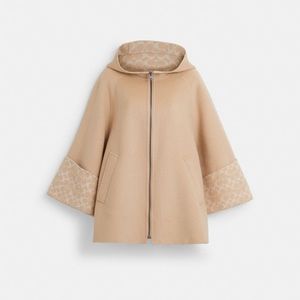 Brand New, Never Worn Coach Wool Cape in Oatmeal | Size XS/S